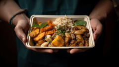 Esta imagen resalta la calidad y la presentación de la comida preparada para llevar